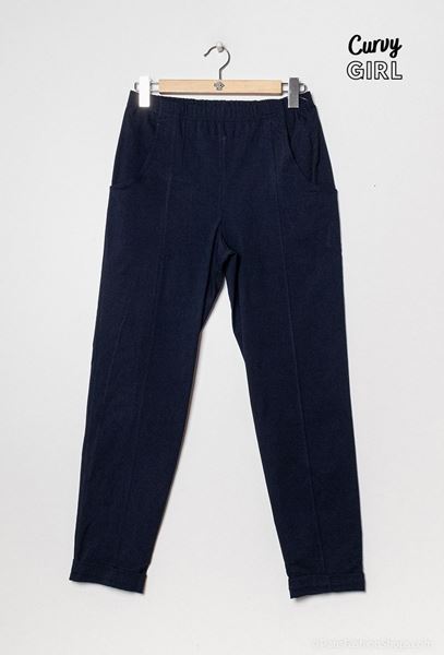 Picture of PULL UP NAVY BLUE TROUSER STRETCH WITH ELASTICATED WAIST